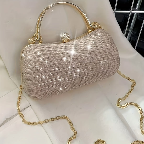 Shiny Mini Evening Bag Rhinestone Decor Chain Purse Luxury Glitter Banquet Handbag Perfect For Party Wedding Prom DinnerBanquet