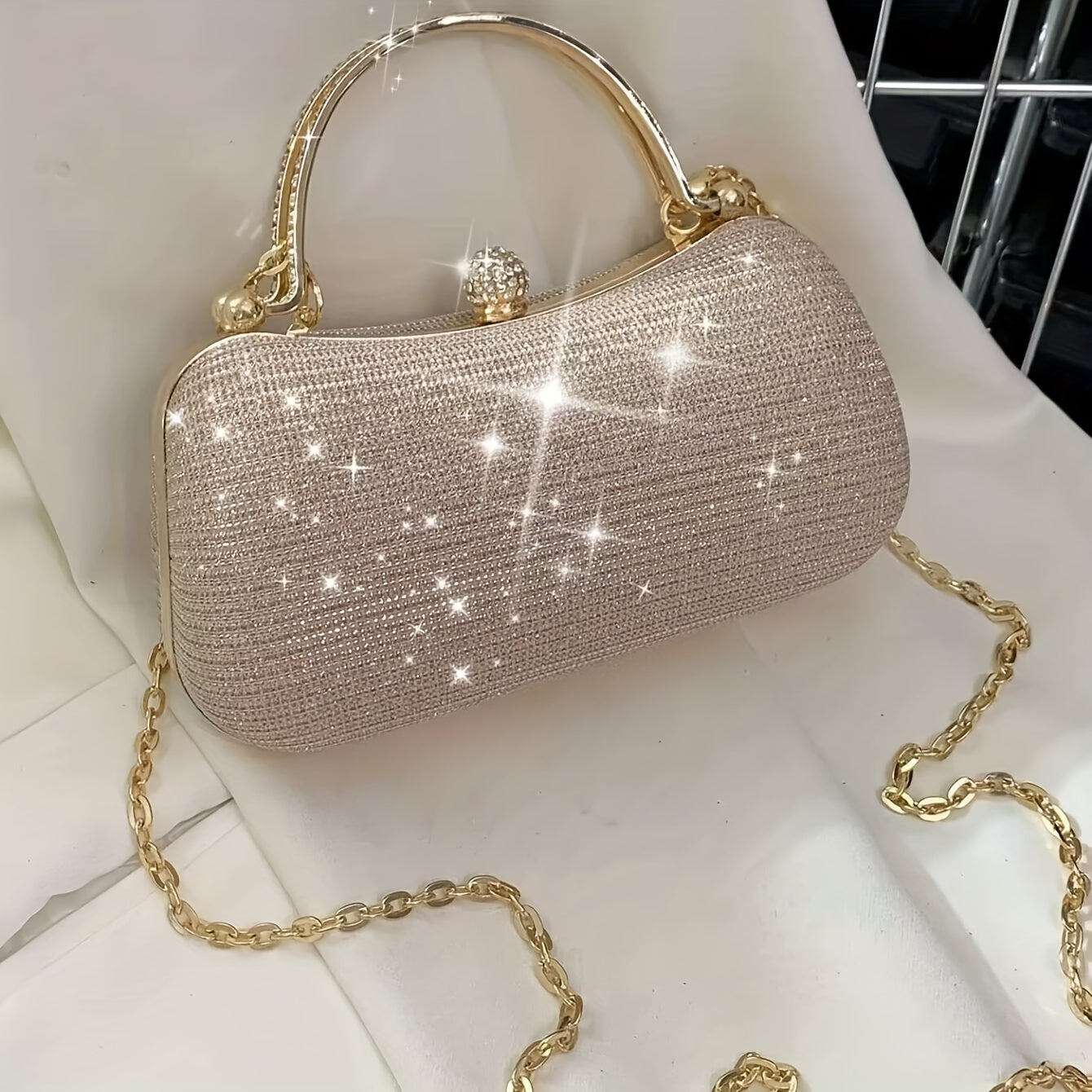 Shiny Mini Evening Bag Rhinestone Decor Chain Purse Luxury Glitter Banquet Handbag Perfect For Party Wedding Prom DinnerBanquet